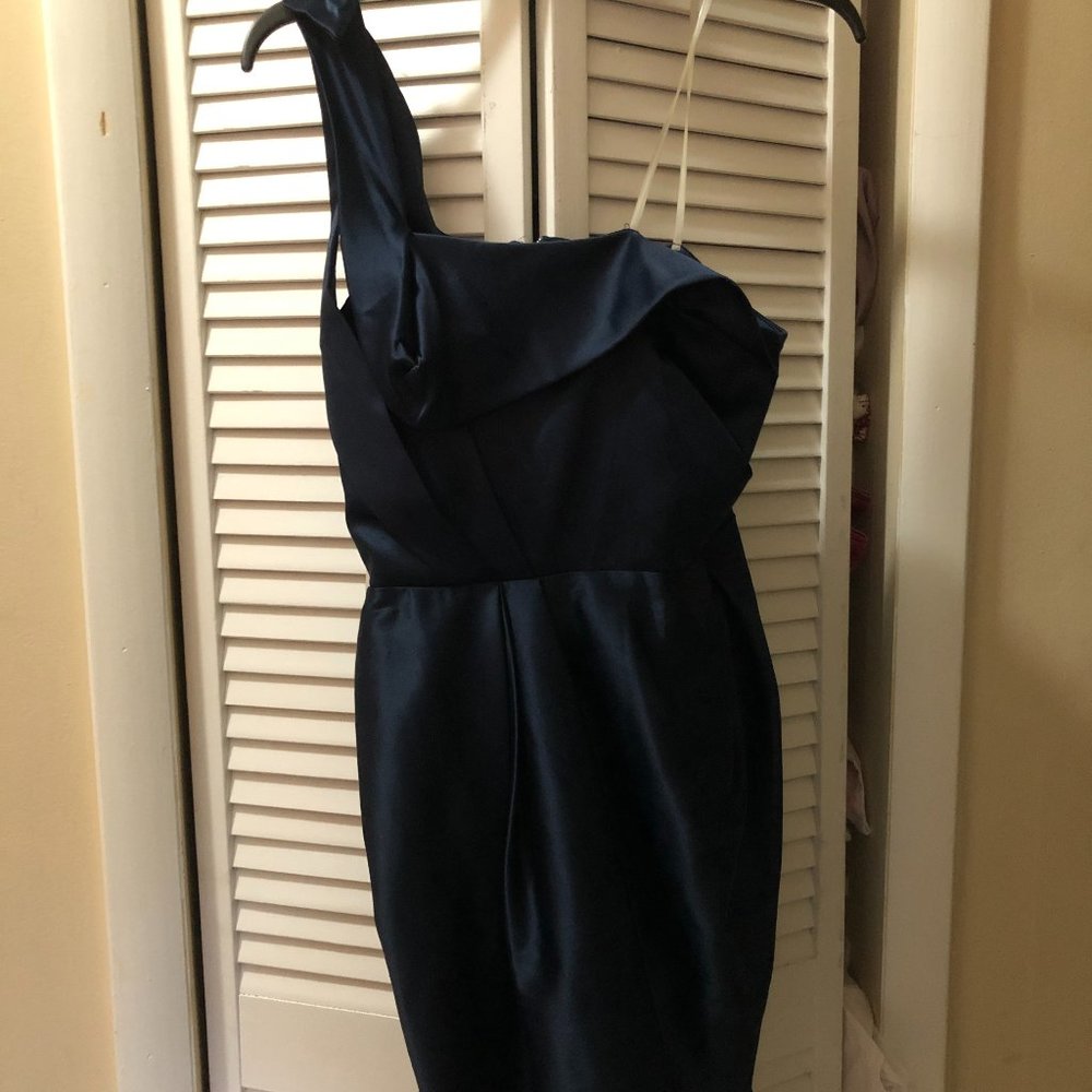 Snap Womens Size Medium Dress Dark Blue One Shoulder